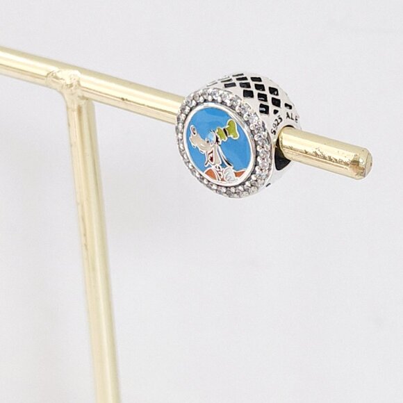 Pandora Goofy Autograph Button Charm Bead New S925 Silver with box - Picture 4 of 5
